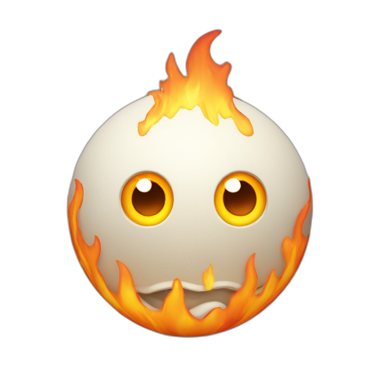 3d sphere with a cartoon Blaze skin texture with big playful eyes emoji