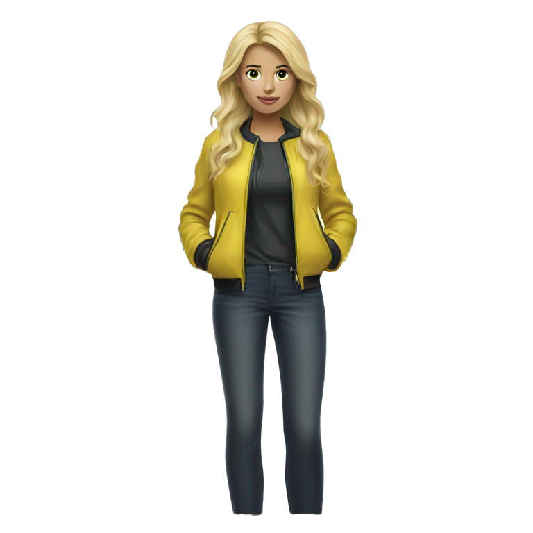 blonde girl in yellow jacket emoji