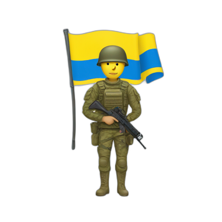 Soldier with Ukrainian flag emoji