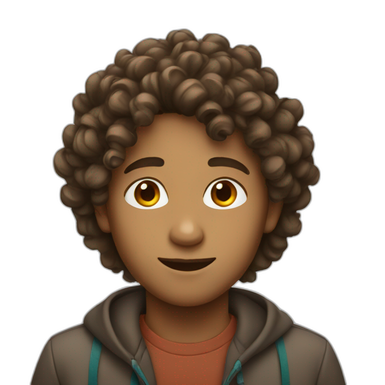Broun boy with curly hair  emoji