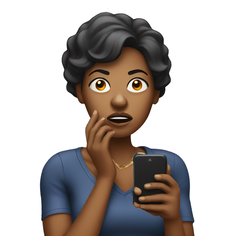 Black angry Woman talking on cell phone emoji