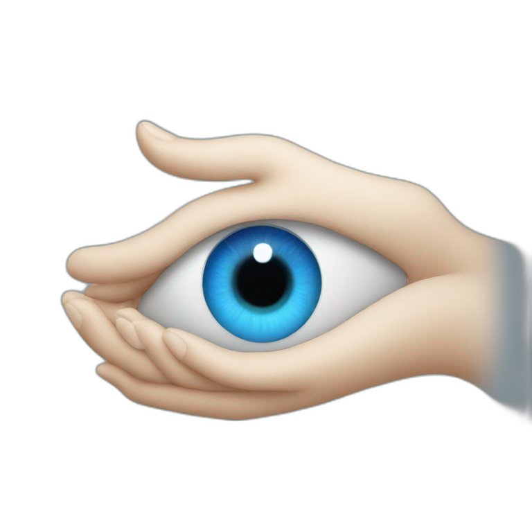 An eye in blue hand emoji