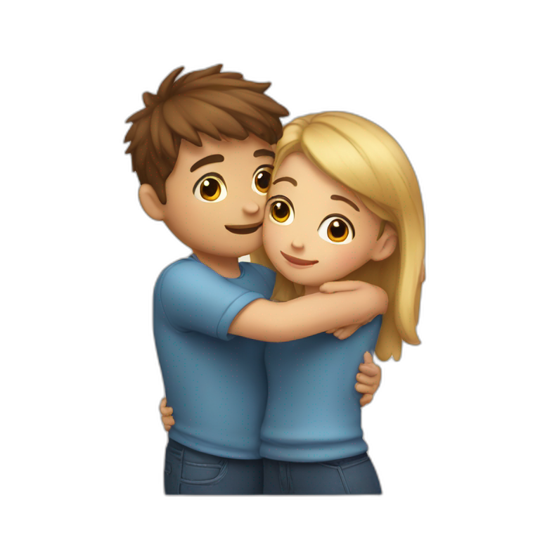 cute hug boy girl emoji
