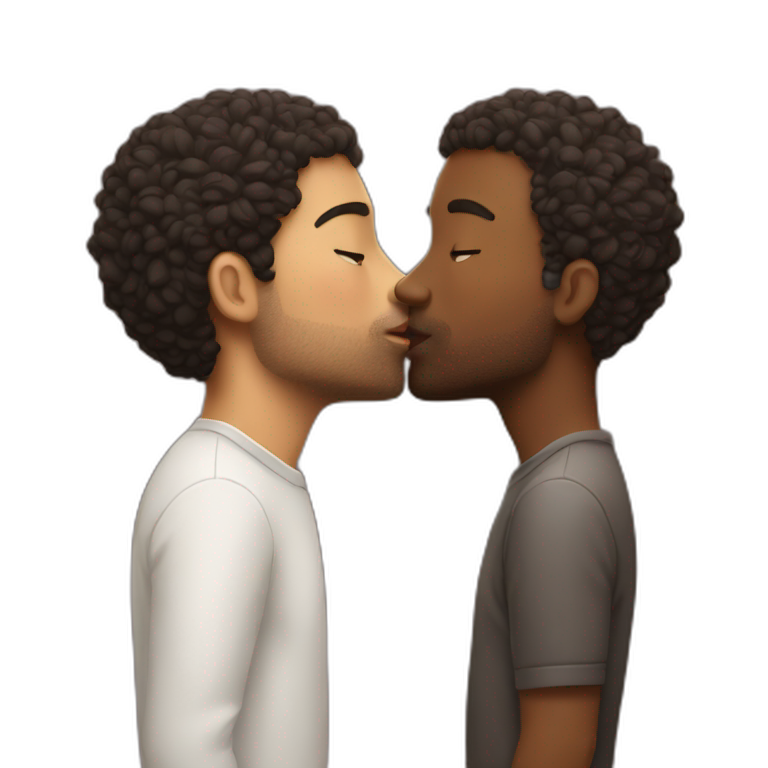 two people touching lips emoji