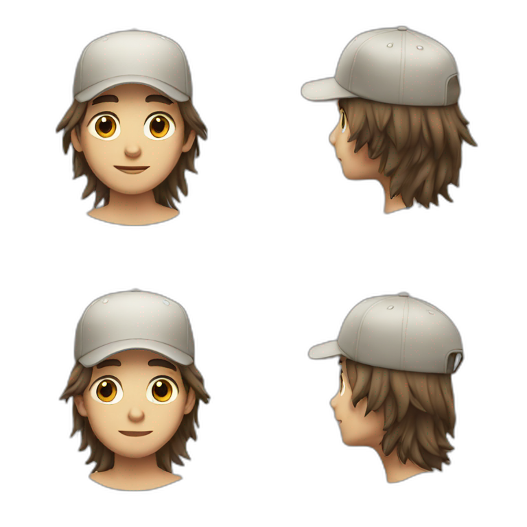 Long hair boy with cap emoji