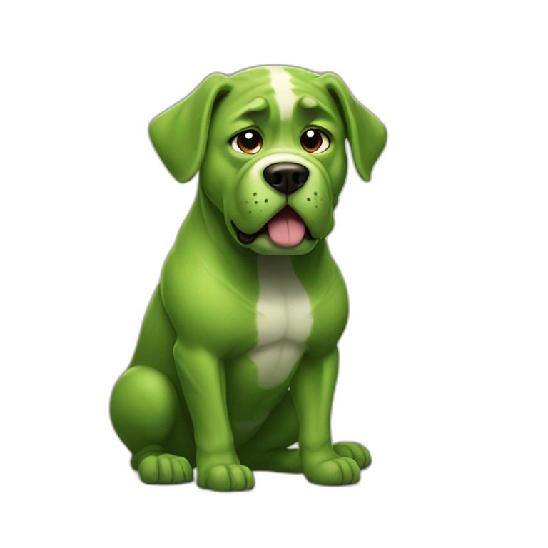 Dog looking like hulk emoji
