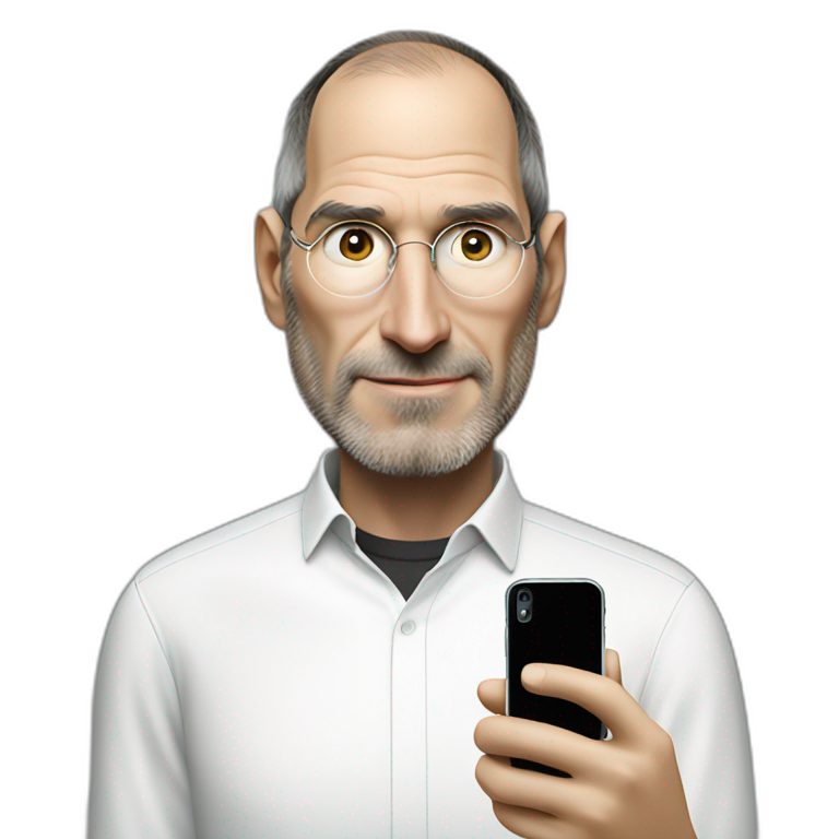Steve Jobs with an iPhone in his hand emoji