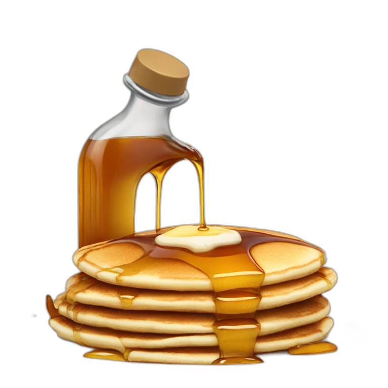 Bottle of maple syrup pouring on pancakes emoji