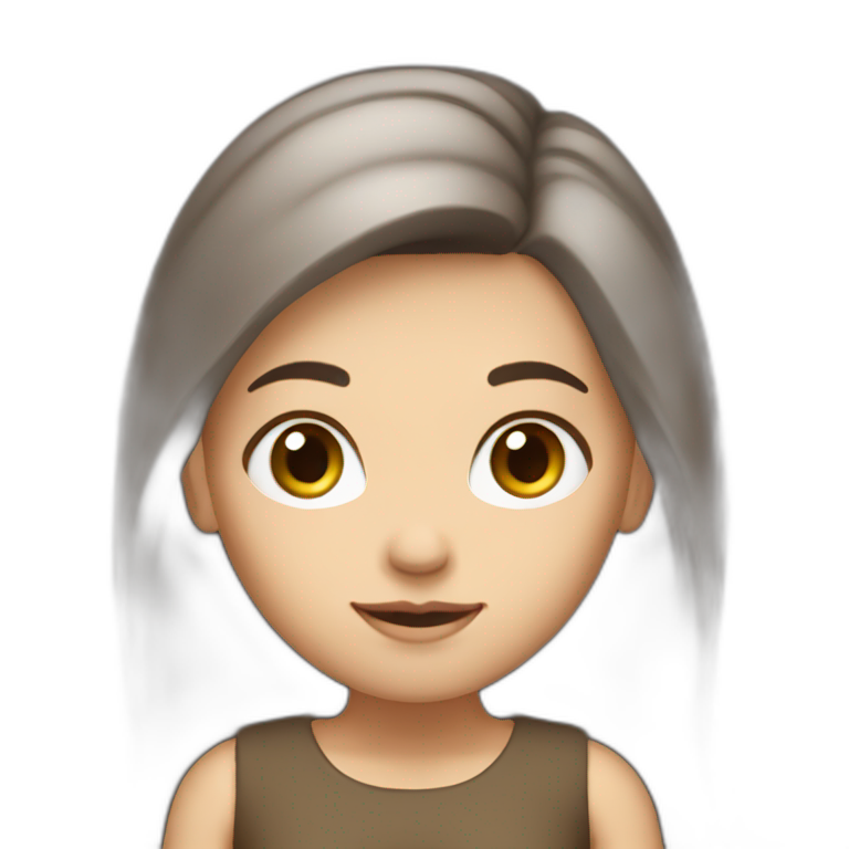 little white woman, dark long brown hair, curve full body emoji