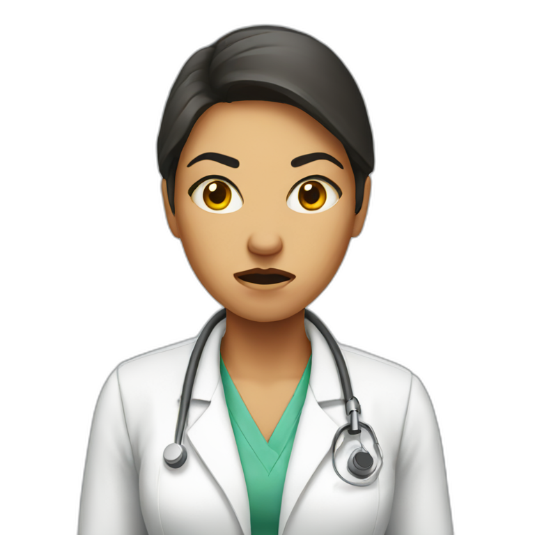 Angry women in lab coat emoji
