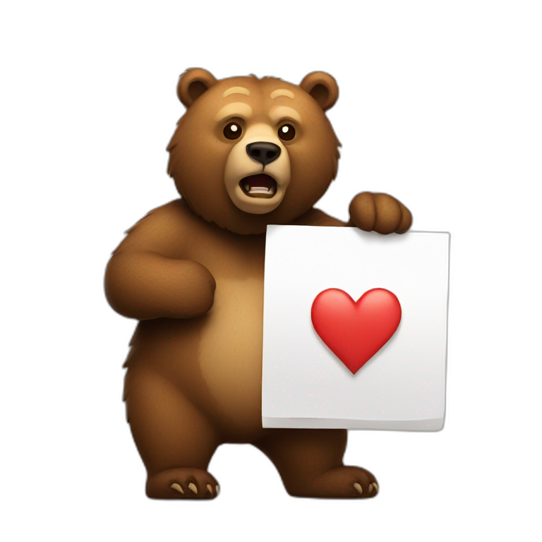 bear holding a rejected sign emoji
