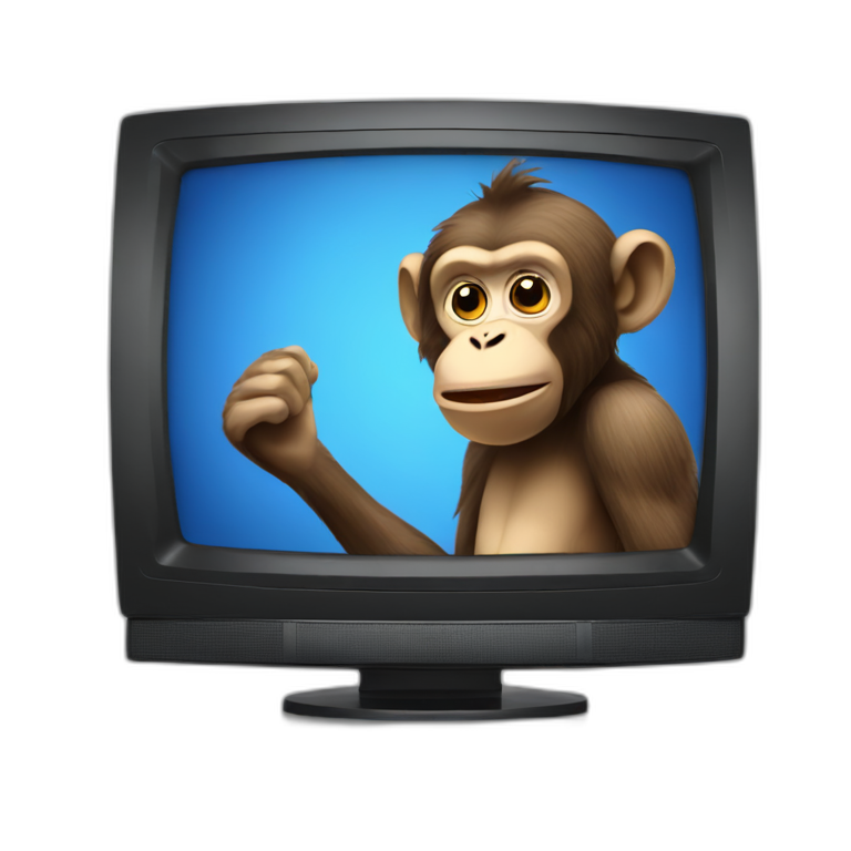 a monkey presenting the news on a TV screen emoji