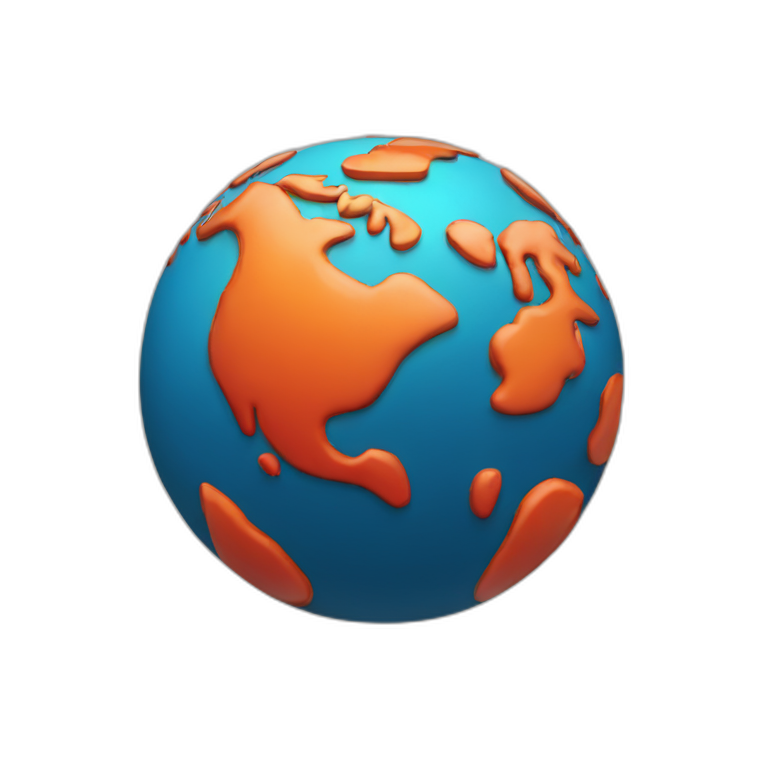 The earth with the ocean red and the earth orange emoji
