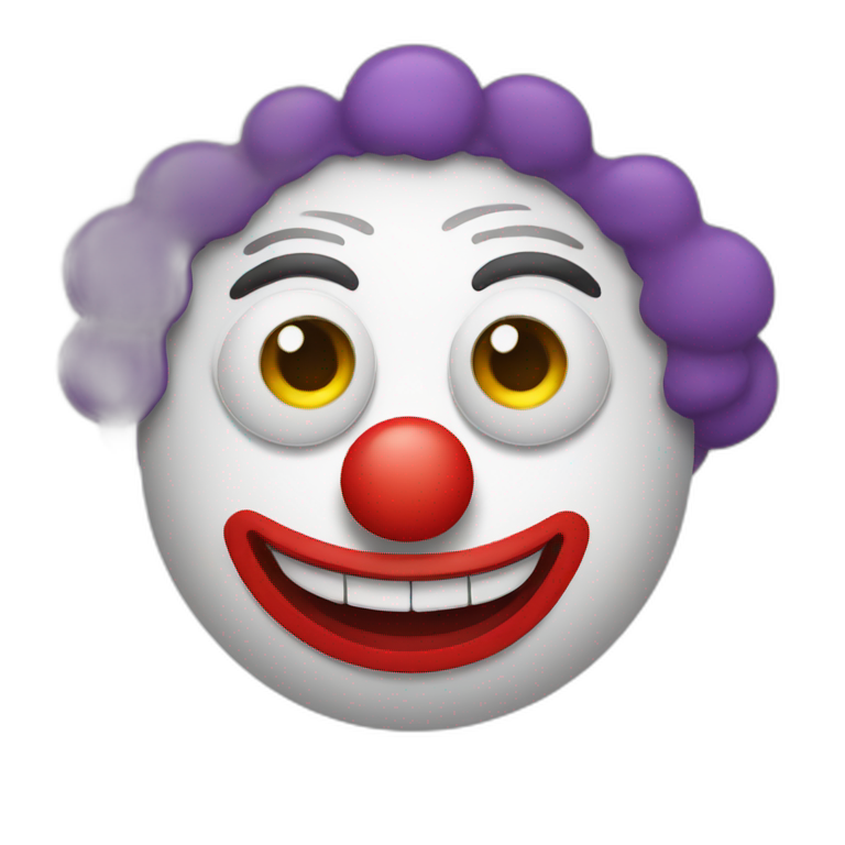 A clown with a round eye and a square eye emoji
