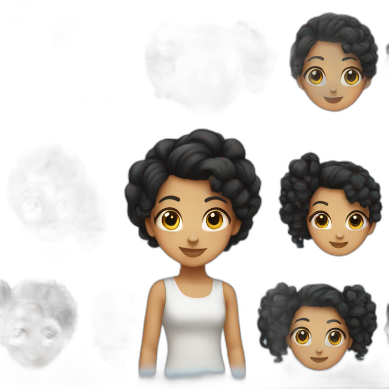 Child girl with black curly hair in a bun emoji