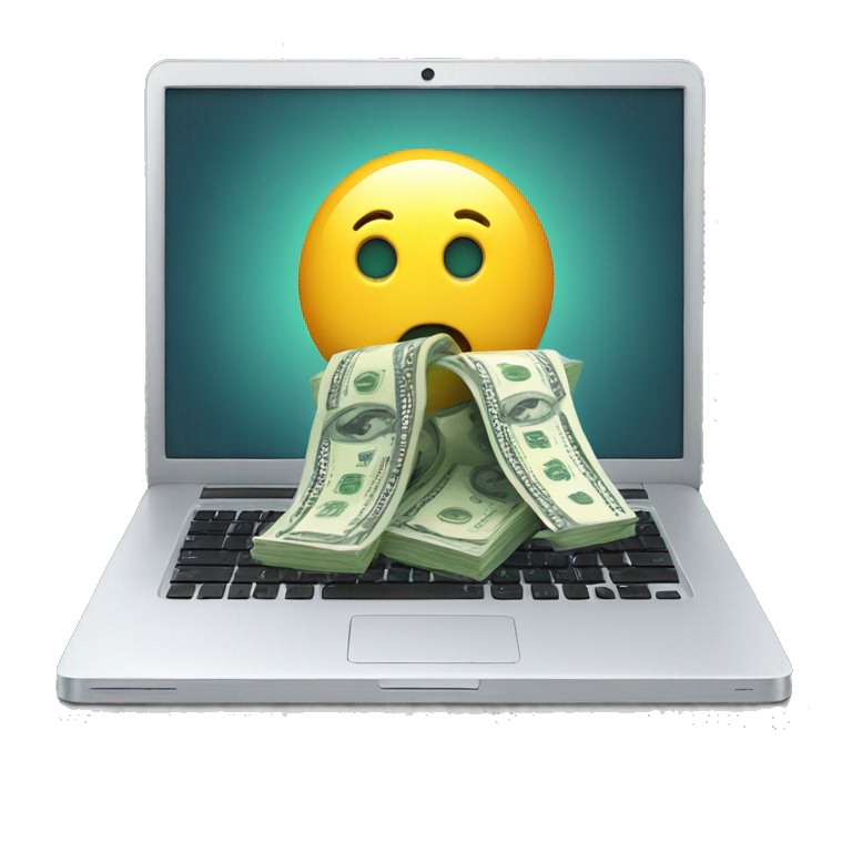 Laptop with money coming out emoji