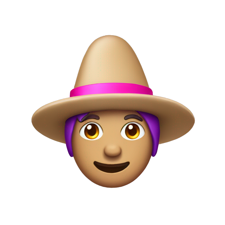 tan eggplant with a pink hat emoji