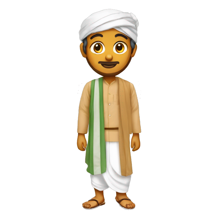 Make a Bengali man wear a lungi traditional Bengal Islam dress and hat emoji