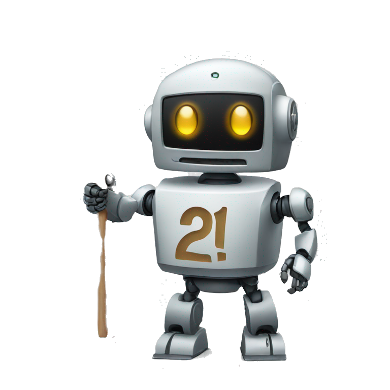 ROBOT HOLDING A SIGN WRITTEN NUMBER TWO emoji