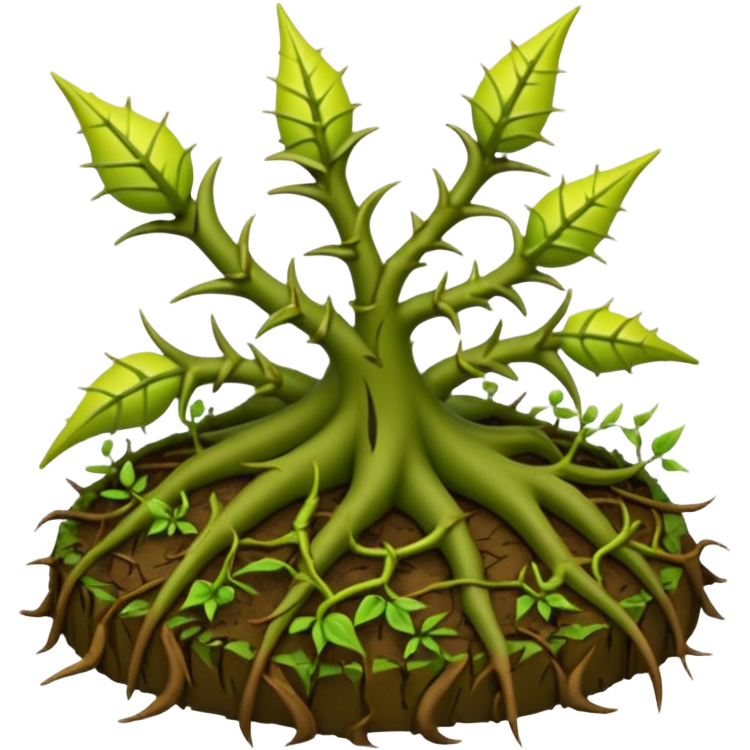 green vines with thorns sprouting from the ground, 3D, extremely ...