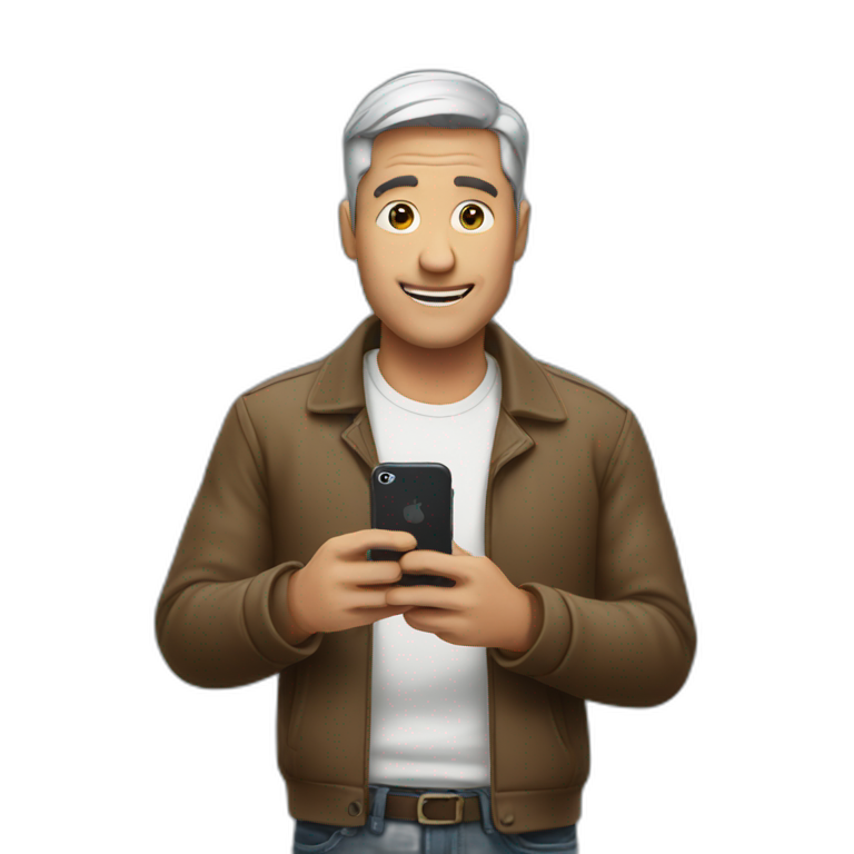 Man with an iPhone in his hands emoji