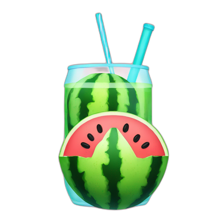 Watermelon drinking soda emoji