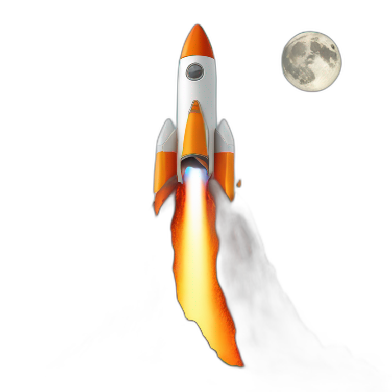 Space rocket coming out of a volcano with a moon emoji