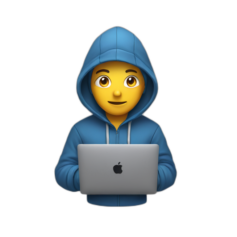Developer with hoodie coding on a macbook emoji