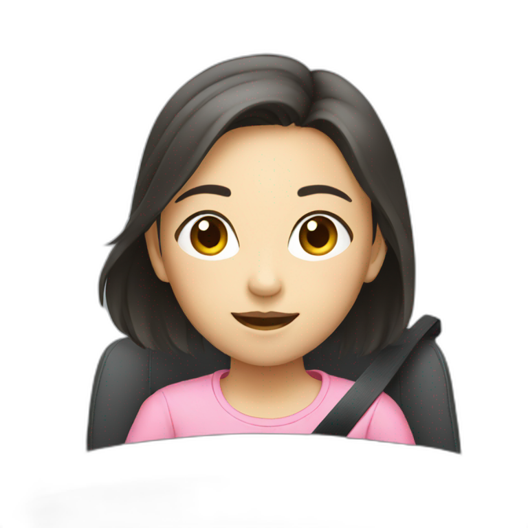young asian girl driving emoji