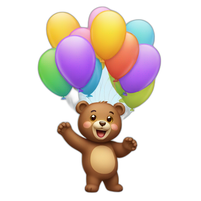 happy bear with balloons  emoji