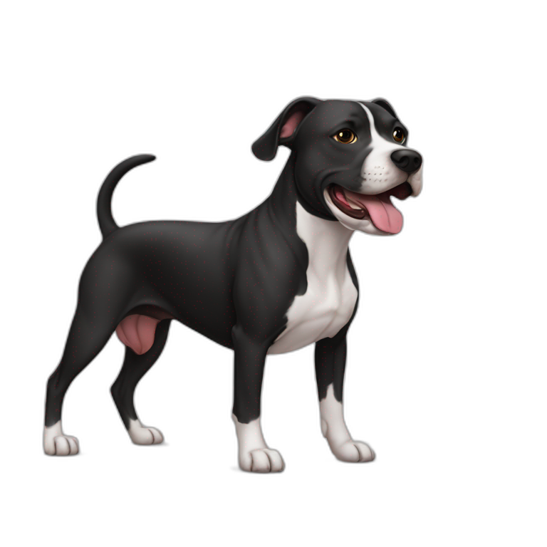 Dog american Stanford and pitbull negro con mancha blanca en el morro emoji