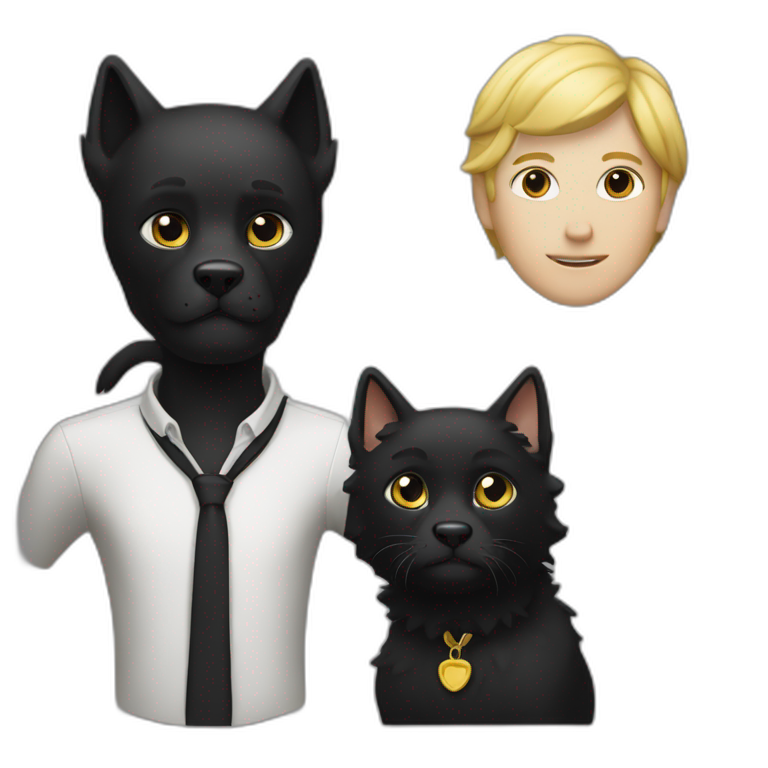 Chat noir et blanc et chien emoji