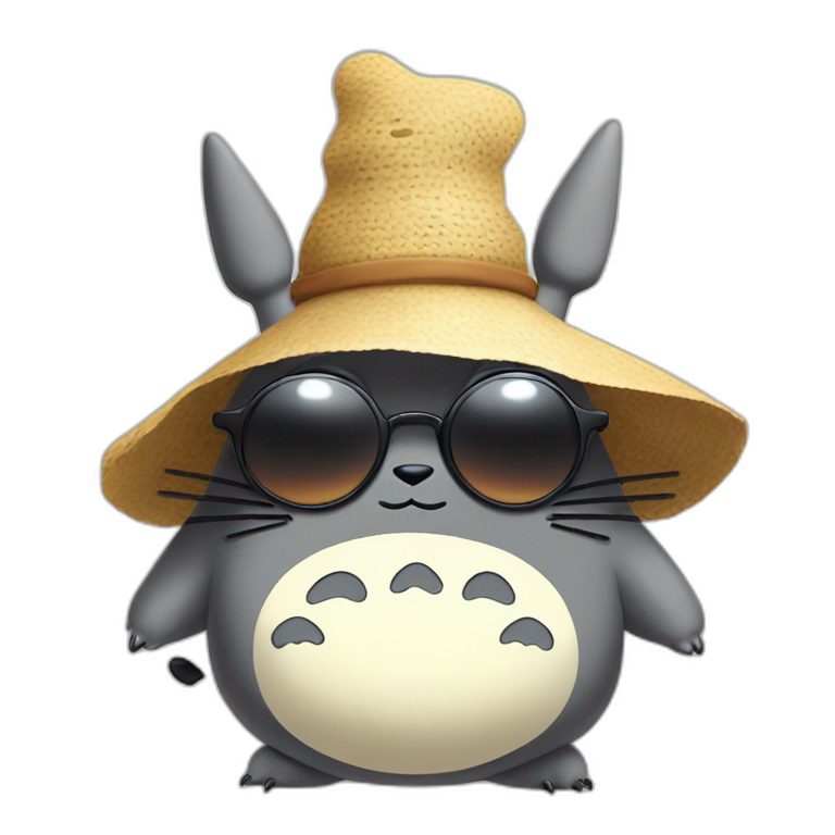 Totoro with funny hat and sunglasses emoji