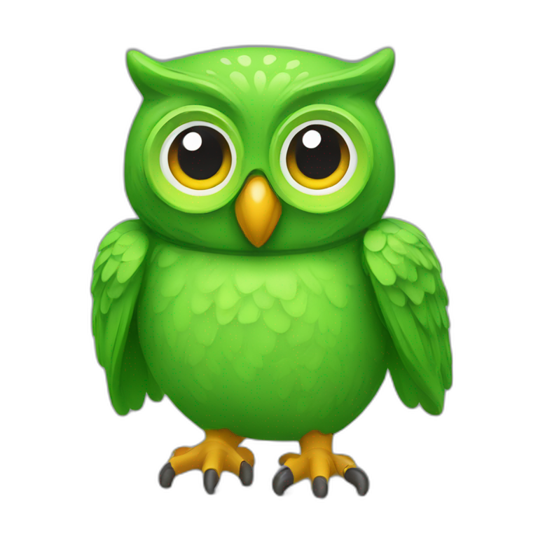 Duolingo green owl mascot emoji