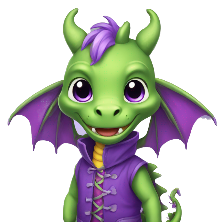 cute purple dragon wearing clothes emoji