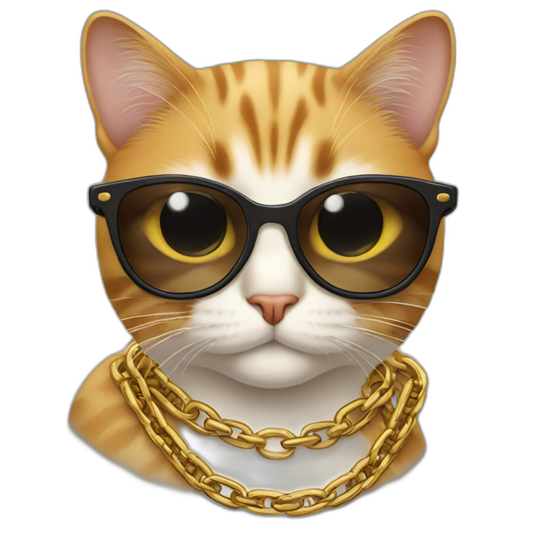 Cat with chain and sunglasses  emoji
