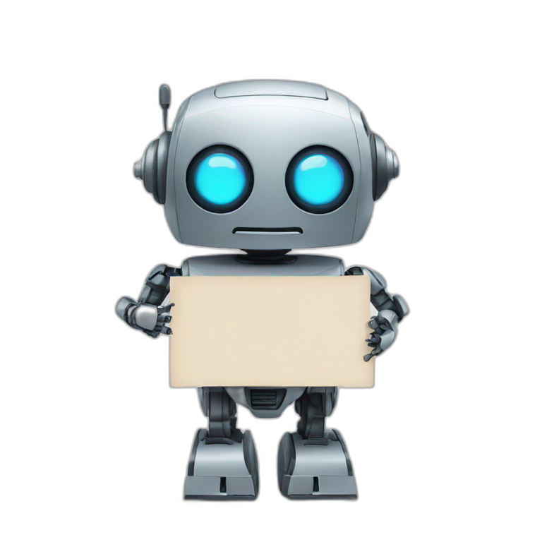 robot holding a sign emoji