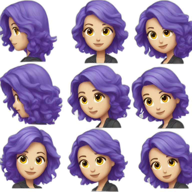 Blue purple hair jacket white girl emoji