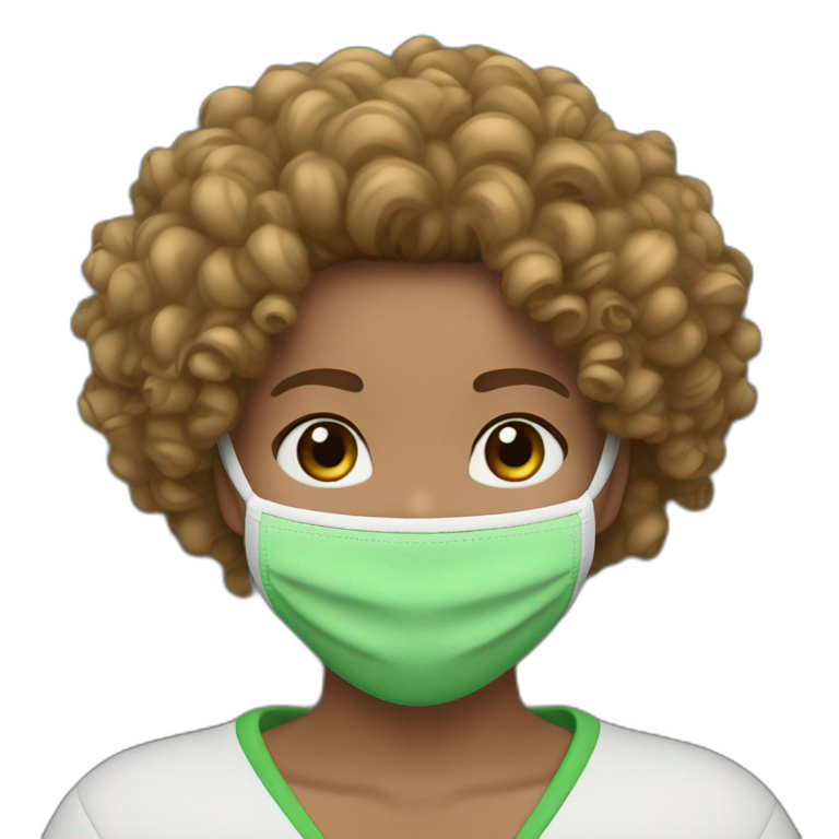 curly girl in AirPods Pro Max green emoji
