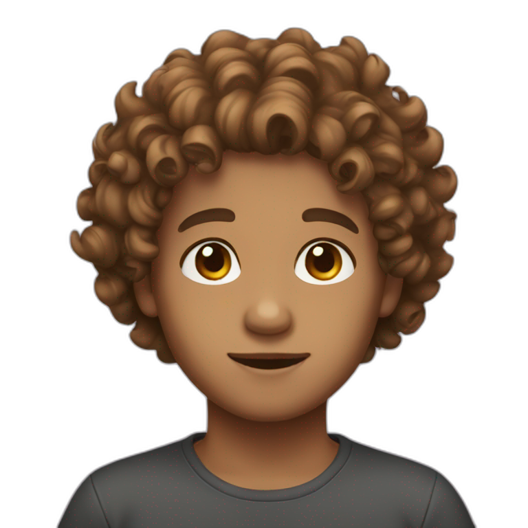 boy curly brown hair emoji