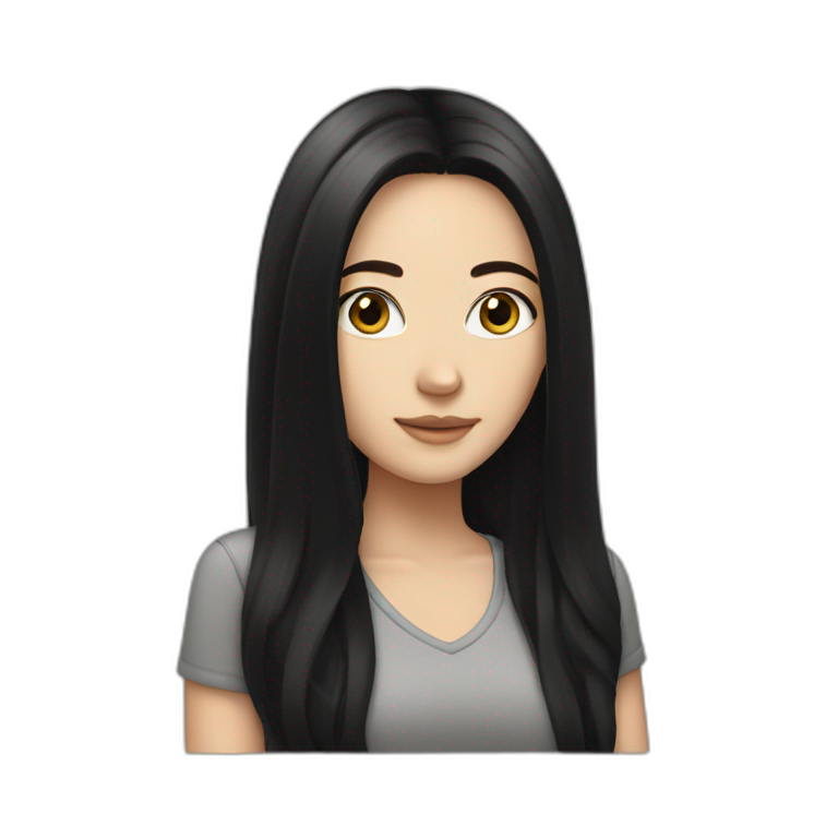 white girl with long black hair  emoji