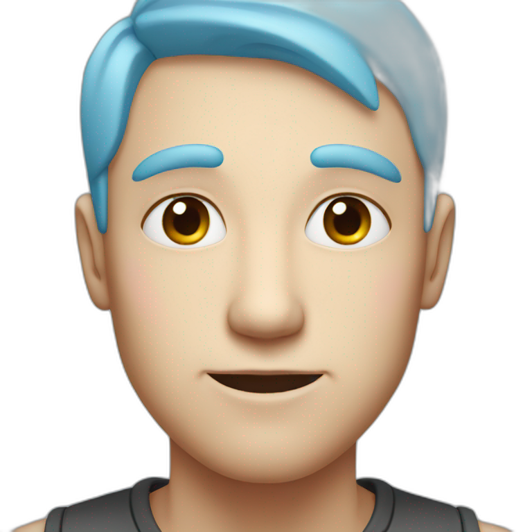 a guy with pink eyes and light blue hair emoji