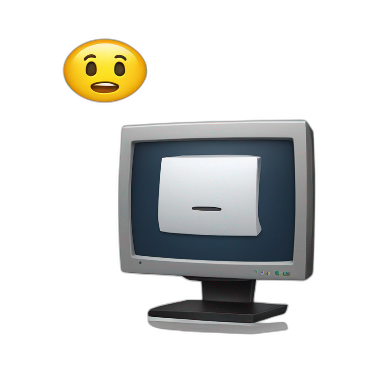 a monitor pc with a text processing, realistic emoji