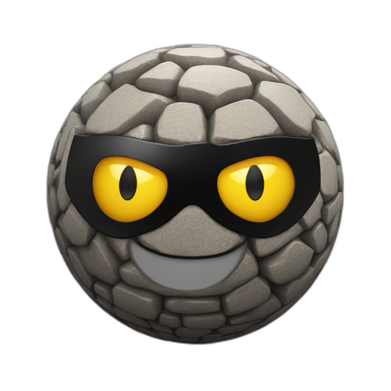 3d sphere with a cartoon saluting cobblestone Batman skin texture with rigid eyes emoji
