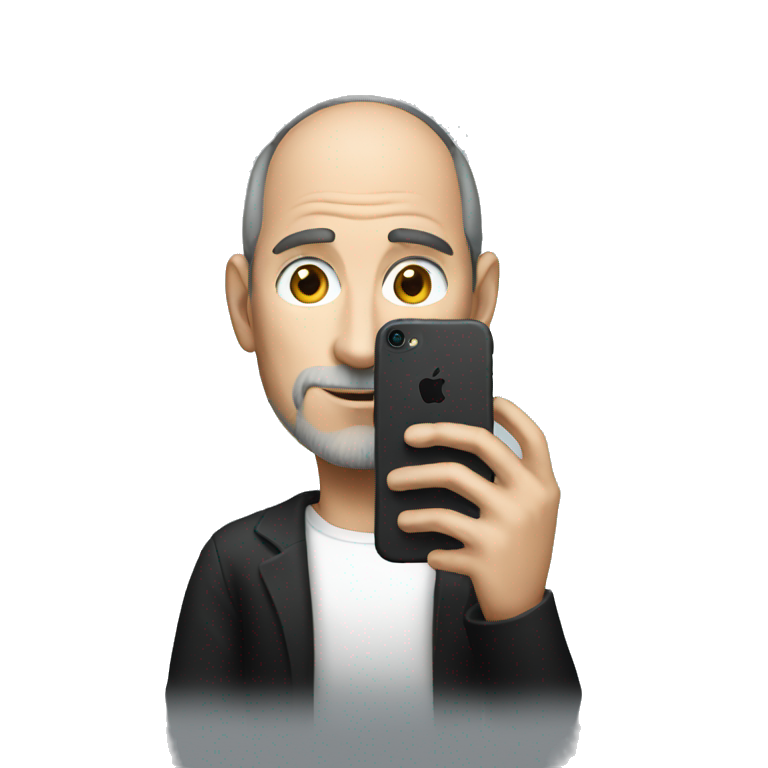 Steve Jobs holding an iPhone 15 emoji