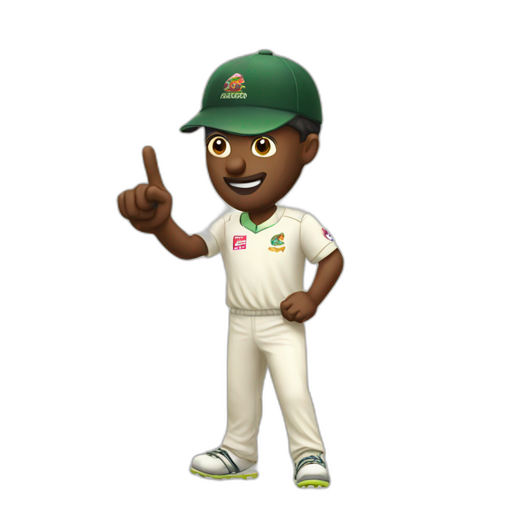cricketer pointing finger toward screen emoji