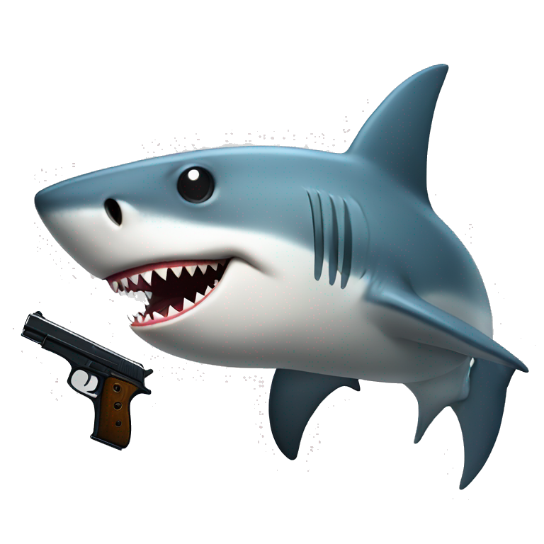 Shark whit a pistol emoji