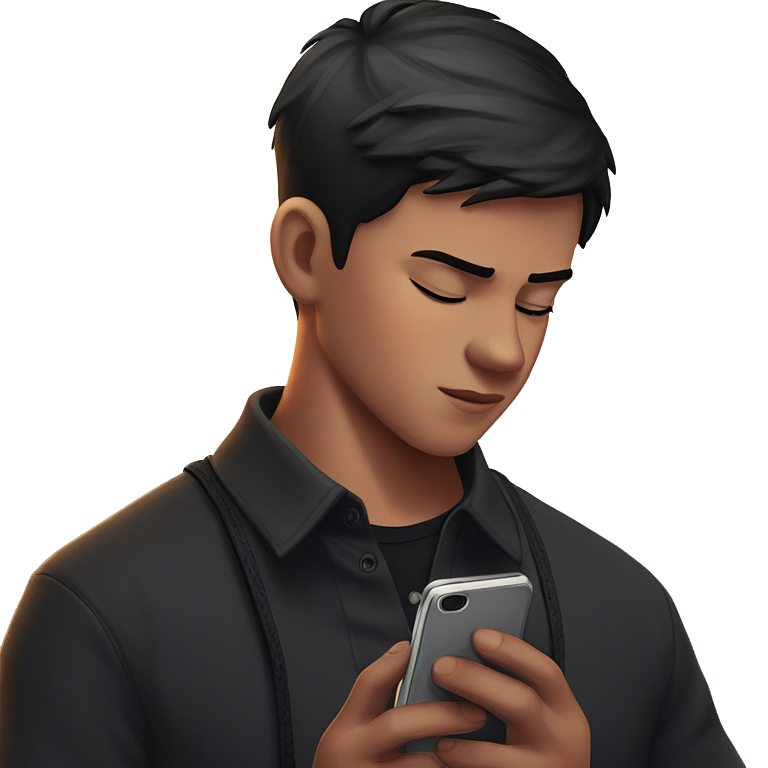 boy with phone selfie emoji