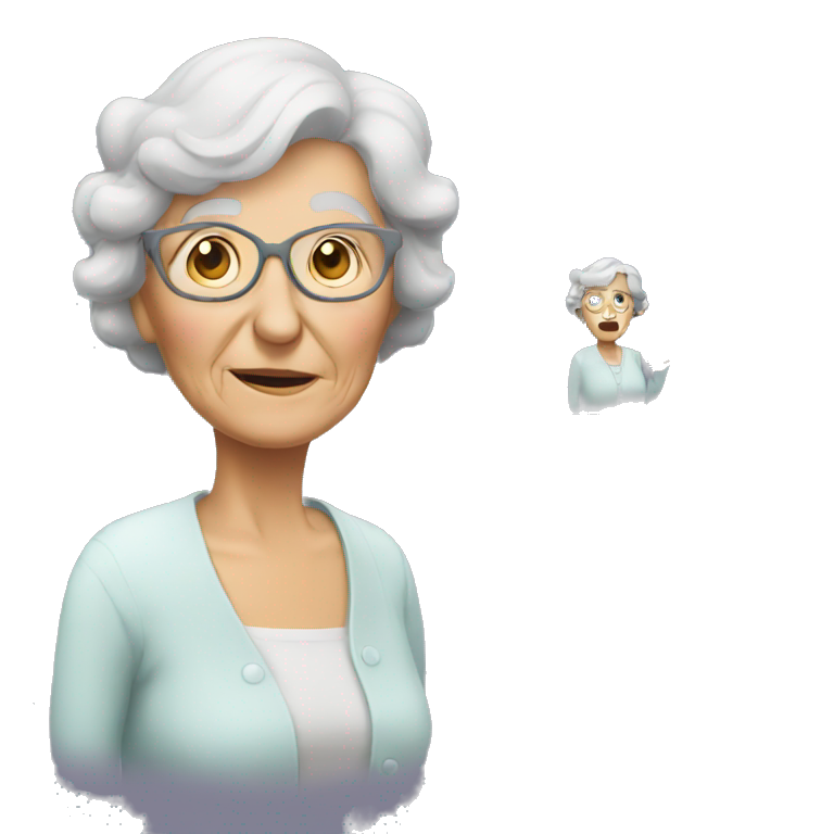 old woman smartphone emoji