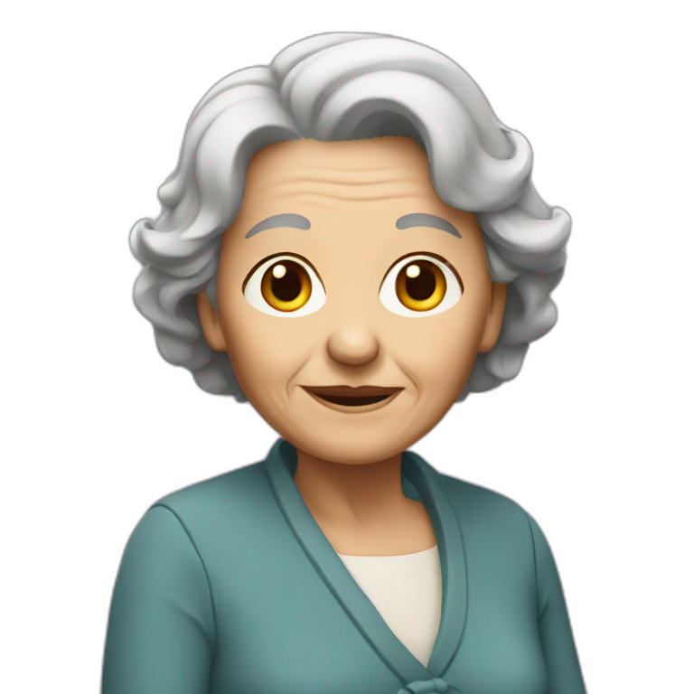 old woman with medium brown hair emoji